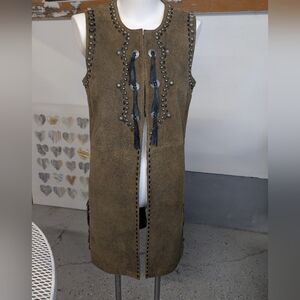 Double D Ranch Suede Studded Vest with Tassel Ties Size M